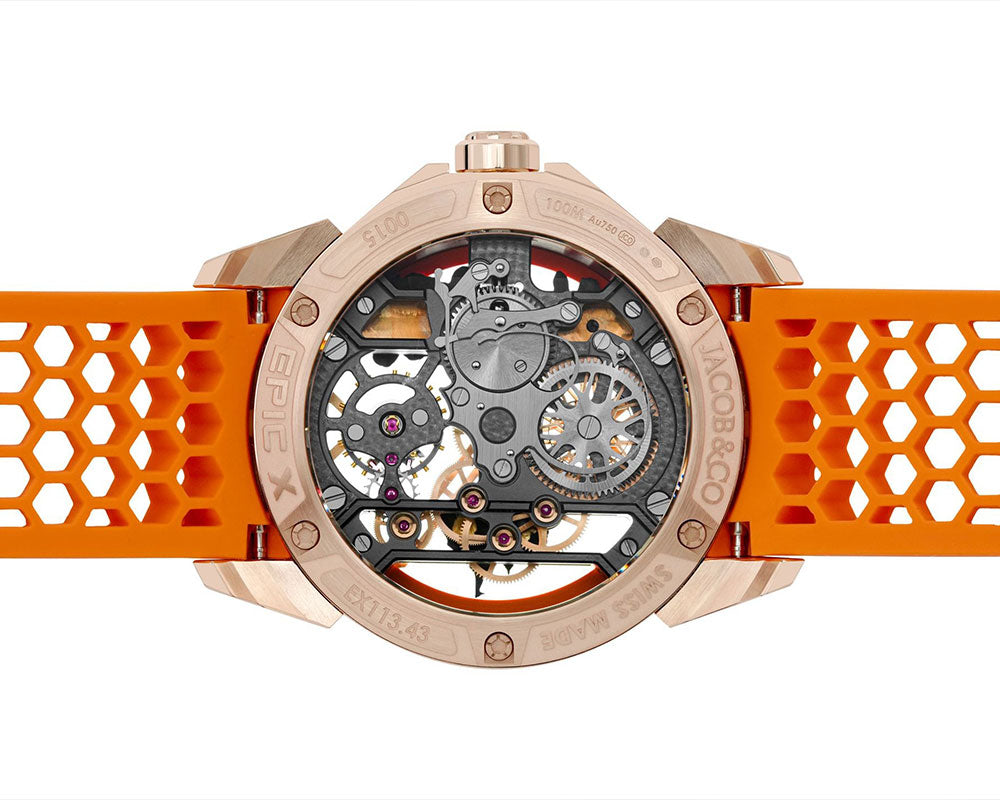 Luxury full Automatic Shree Ram Edition Watch for Men– Women Heavy Open Machine Design with Orange Straps, Shri Ram ji & Hanuman ji Artwork, – Rose Gold Finish