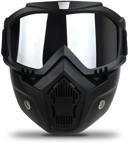 Goggle With Mask Riding Mask For Bikers ( BLACK MERCURY )
