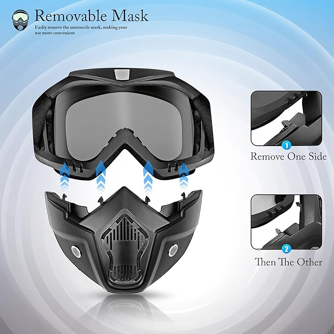 Goggle With Mask Riding Mask For Bikers ( BLACK )