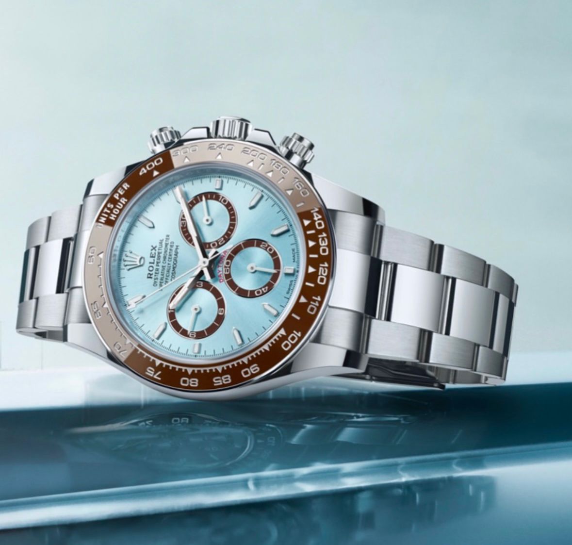 RLX [DAYTONA] SKY BLUE BROWN SILVER STEEL WATCH