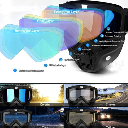 Goggle With Mask Riding Mask For Bikers ( BLACK )