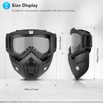 Goggle With Mask Riding Mask For Bikers ( BLACK )
