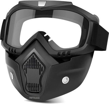 Goggle With Mask Riding Mask For Bikers ( CLEAR )