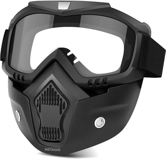 Goggle With Mask Riding Mask For Bikers ( CLEAR )
