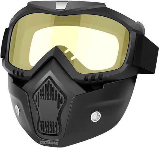 Goggle With Mask Riding Mask For Bikers ( YELLOW )