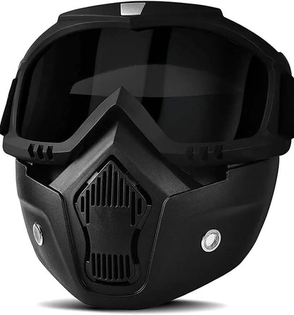 Goggle With Mask Riding Mask For Bikers ( BLACK )