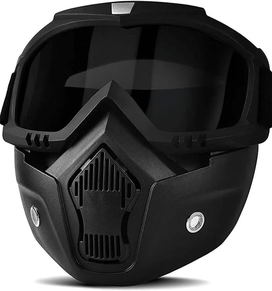 Goggle With Mask Riding Mask For Bikers ( BLACK )