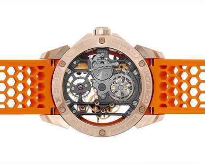 Luxury full Automatic Shree Ram Edition Watch for Men– Women Heavy Open Machine Design with Orange Straps, Shri Ram ji & Hanuman ji Artwork, – Rose Gold Finish
